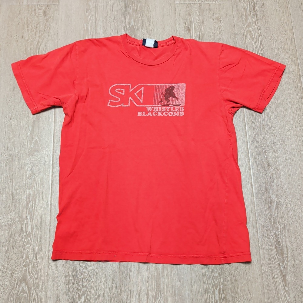 Vintage 90s‎ BDG Whistler Blackcomb Ski T-Shirt Mens Medium Red USA Distressed